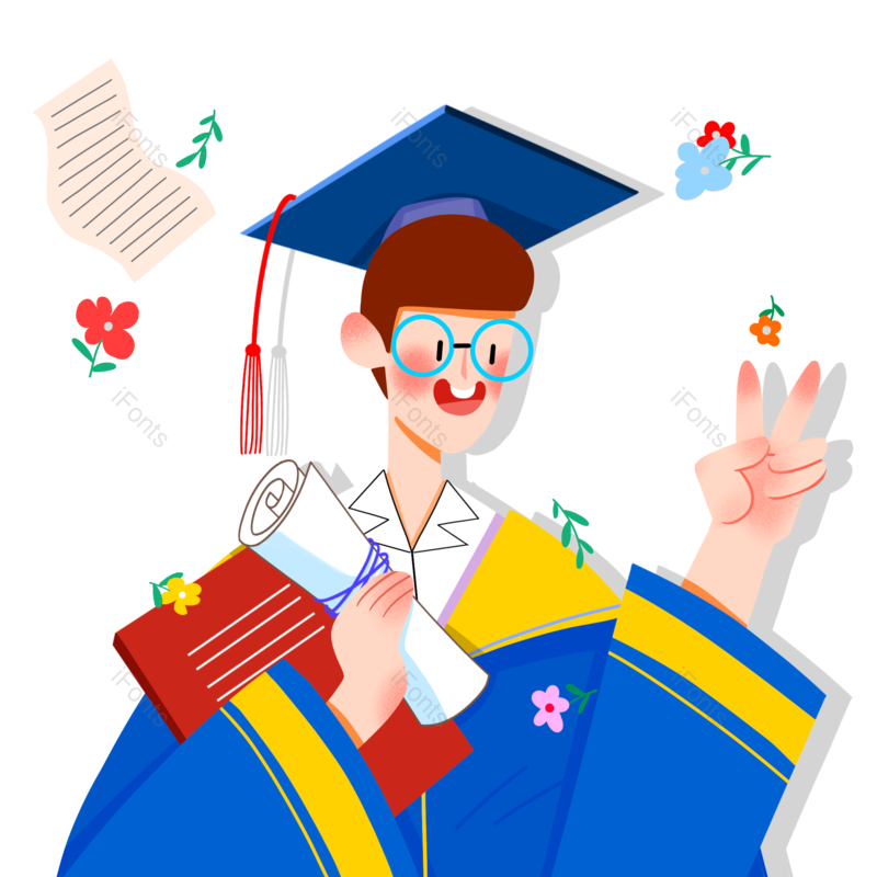 毕业季图片,博士帽元素,欢乐PNG,扁平免抠素材